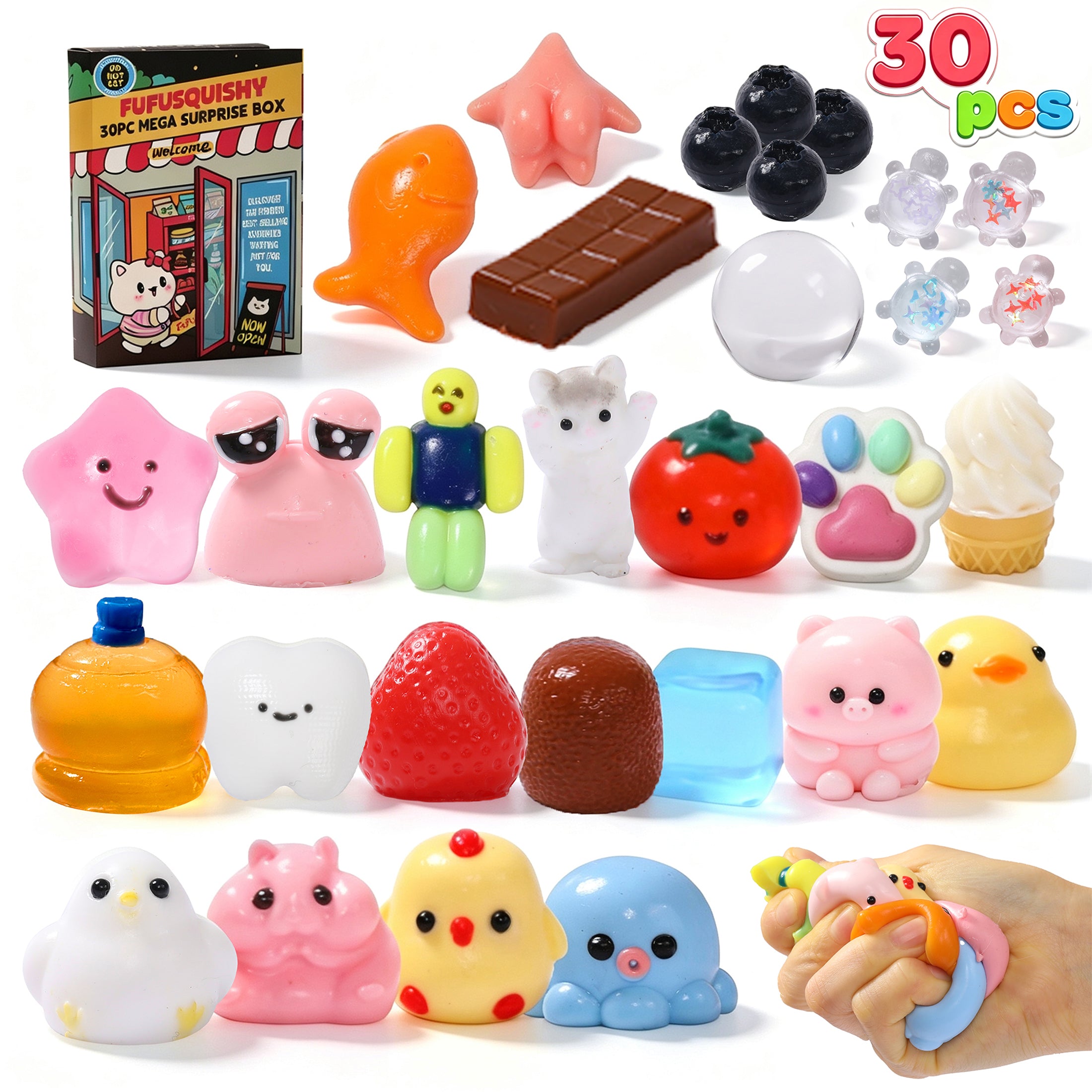 小物入れ fufufu 30pcs Random FUFUSQUISHY Surprise Squishy Pop Box