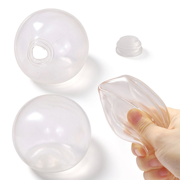FUFUSQUISHY Clear Ball Squishy Shell – DIY Round Squishy Skin with Plug & Glue, Unfilled