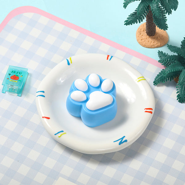 Deep Blue Based White Cat Paw Taba Squishy