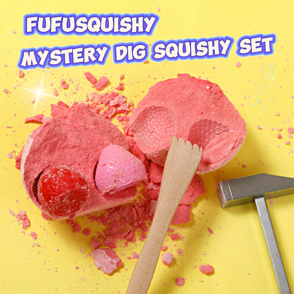 FUFUSQUISHY Red Strawberry Squishy Dig Kit