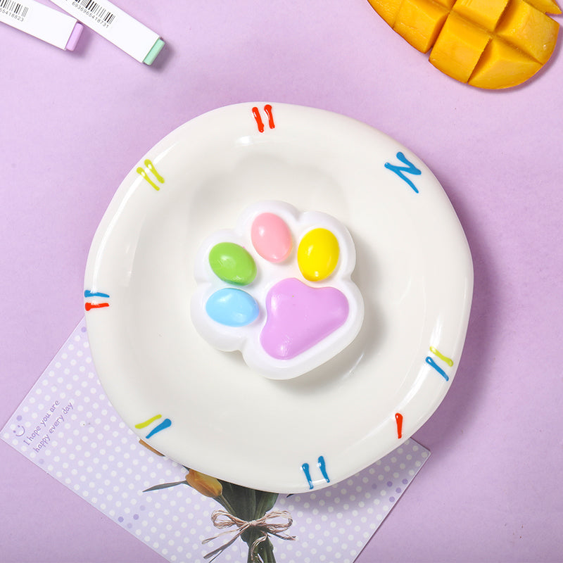 80g White Base Purple with Rainbow Cat Paw Taba Squishy – FUFUSQUISHY