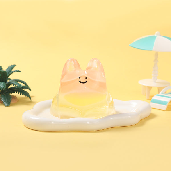 250g Crystal Yellow Pink Smile Face Bunny Taba Squishy