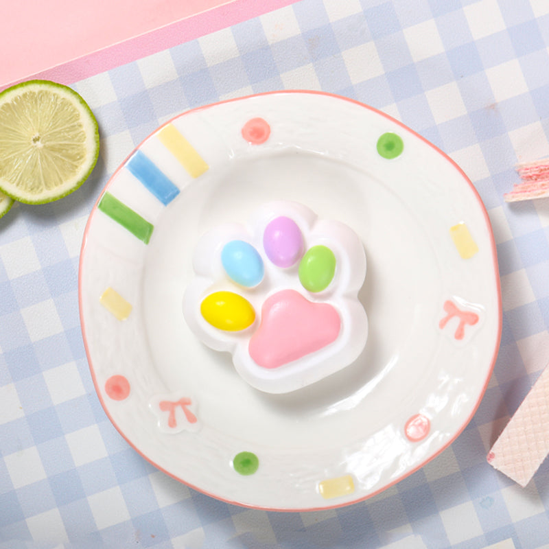 80g White Base Pink with Rainbow Cat Paw Taba Squishy – FUFUSQUISHY