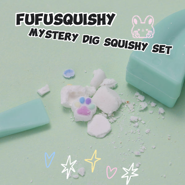 FUFUSQUISHY 7pc Mini Cat Paw Squishy Dig Kit