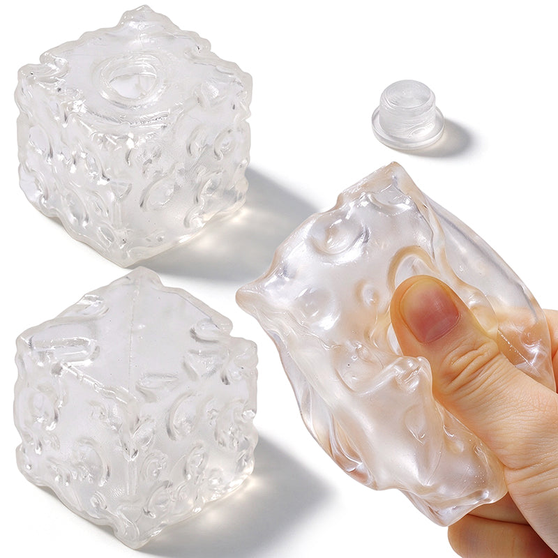 FUFUSQUISHY 7cm Clear Cheese Cube Squishy Skin – Sealing Glue Included