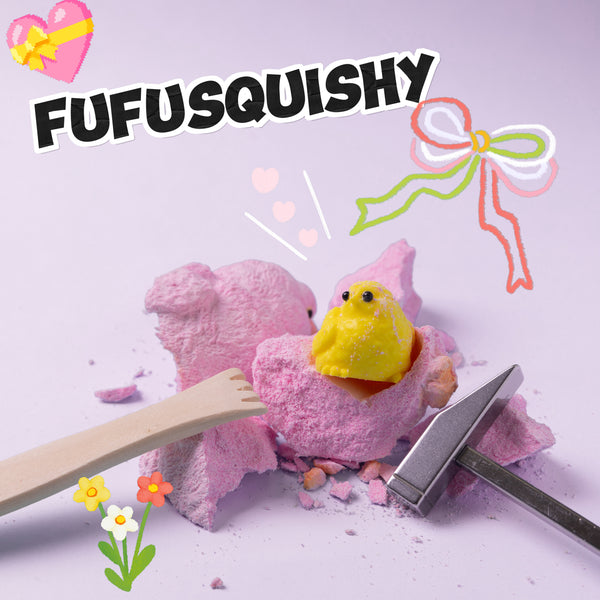 FUFUSQUISHY Pink Realistic Chicken Squishy Dig Kit