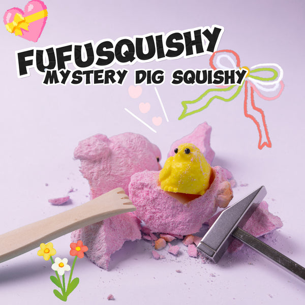 FUFUSQUISHY Pink Realistic Chicken Squishy Dig Kit