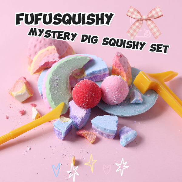 FUFUSQUISHY Rainbow Strawberry Squishy Dig Kit