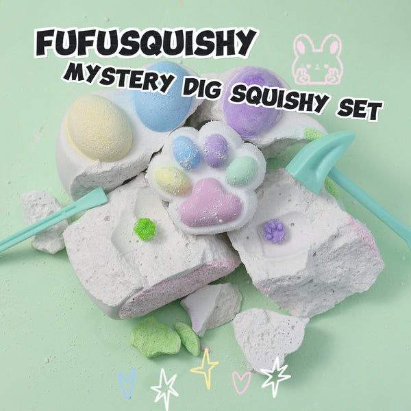 FUFUSQUISHY Giant Rainbow Cat Paw Squishy Dig Kit