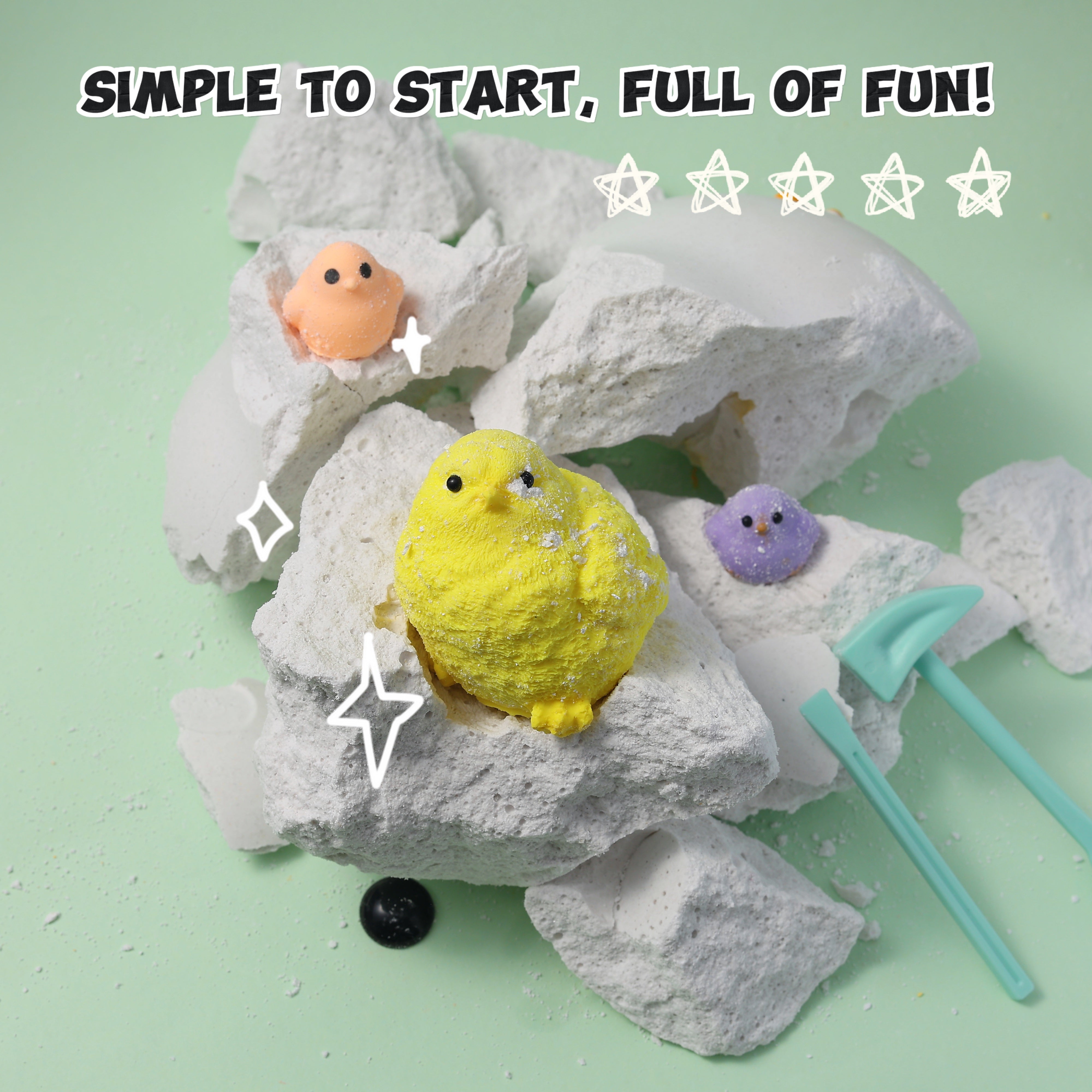 FUFUSQUISHY Giant White Chicken Dig Kit (include 1 middle chicken+2min