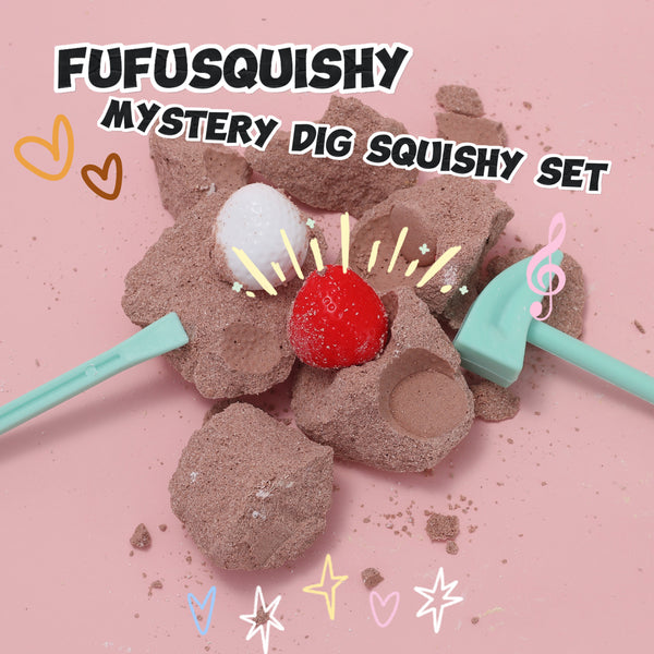 FUFUSQUISHY Caramel Strawberry Squishy Dig Kit